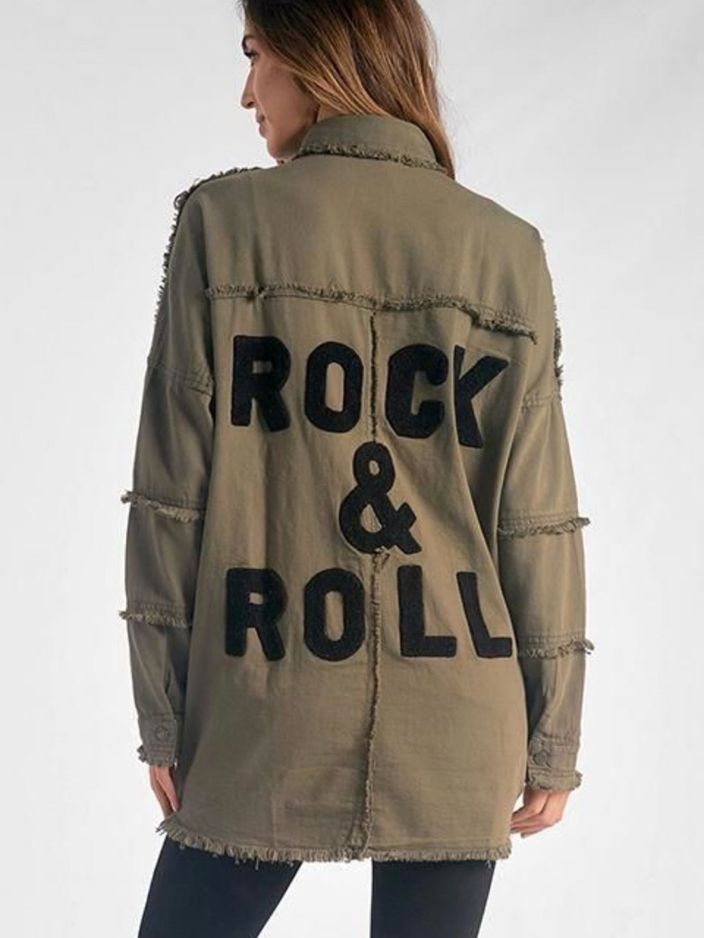 Elan “Devan” Olive Green 'Rock & Roll' Utility Jacket
